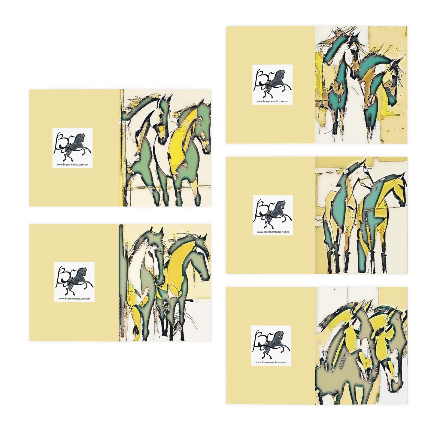 J964 Greeting Cards (5-Pack) Assortment- Horses