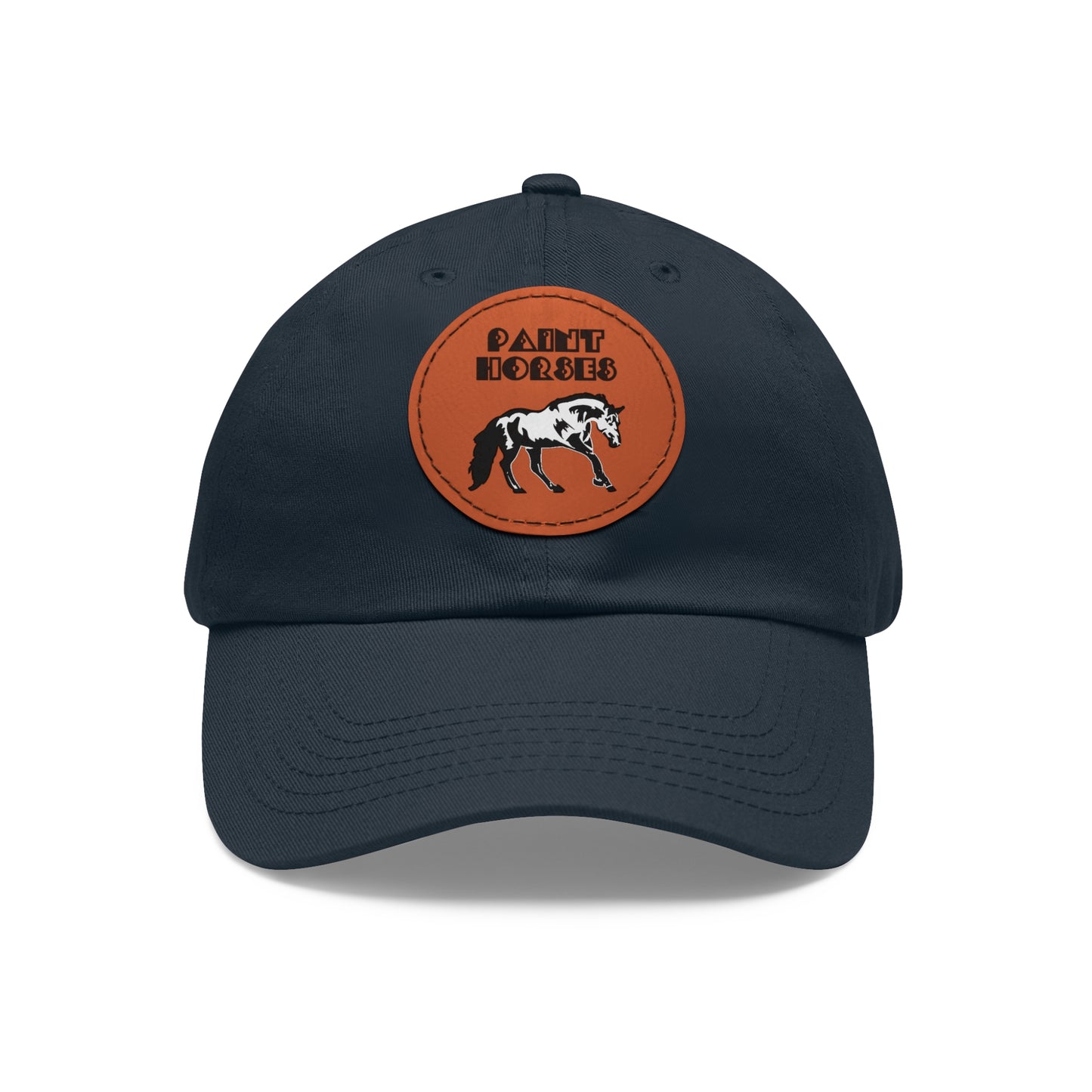 Baseball Cap-Dad Hat with Leather Patch (Round)-Paint Horse