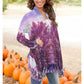 Cardigan-Women's-All-Over Print-Long Sleeve-Nature-Horse Design-Purple-Lavender