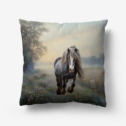 Pillow-Throw-Premium Hypoallergenic-Draft Horse-Field Gray-Green