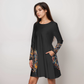 Dress-Women's Crew Neck-All-Over Print-Horse-Black