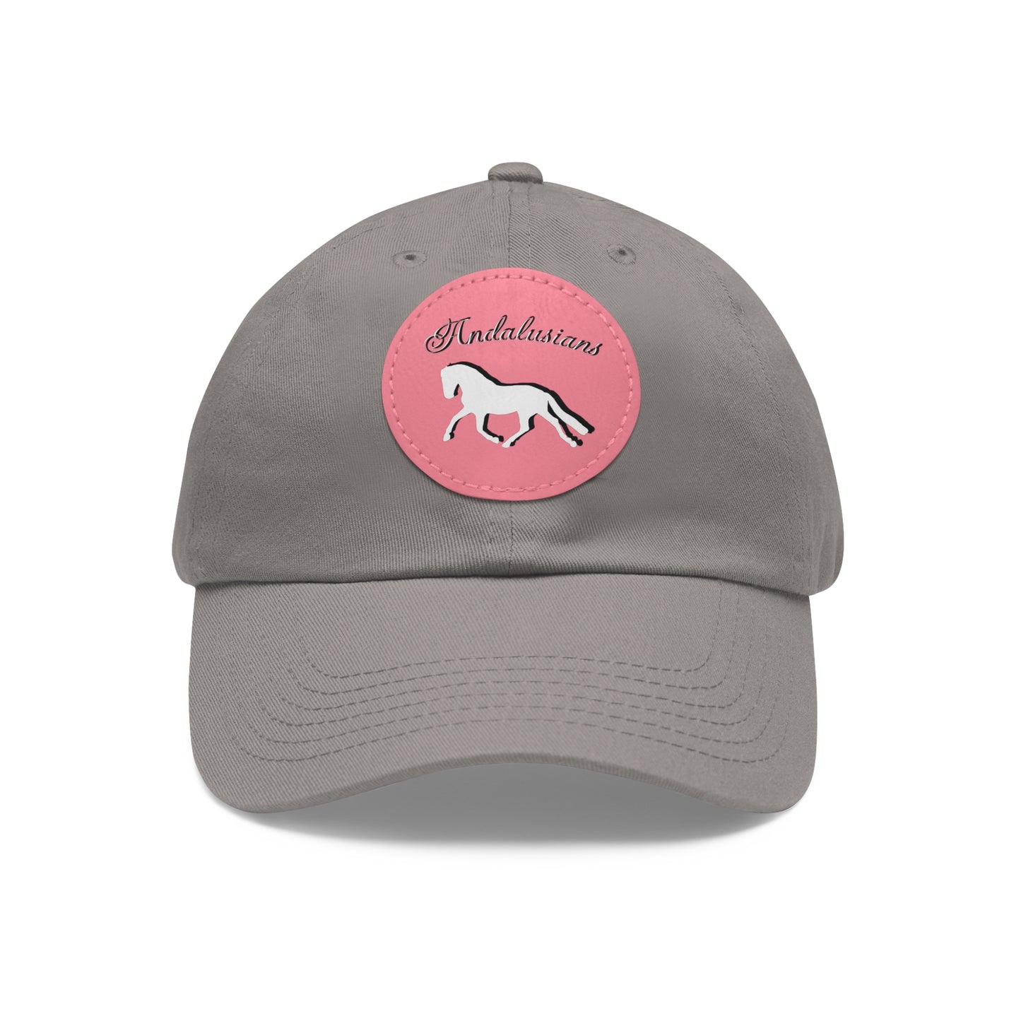 Baseball Cap-Dad Hat with Leather Patch (Round)-Andalusian Horse