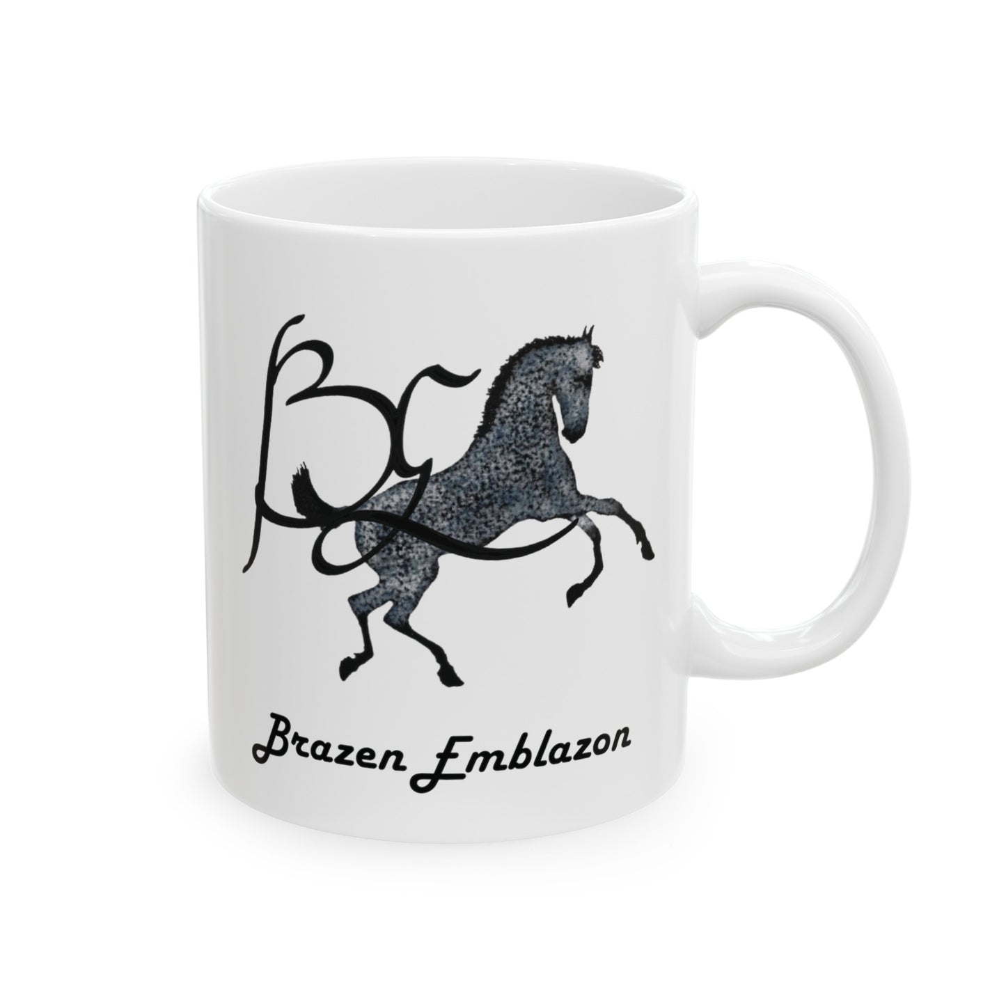 Mug Ceramic, (11 0z) Andalusian Colt-Gray Horse-Brazen Emblazon Logo