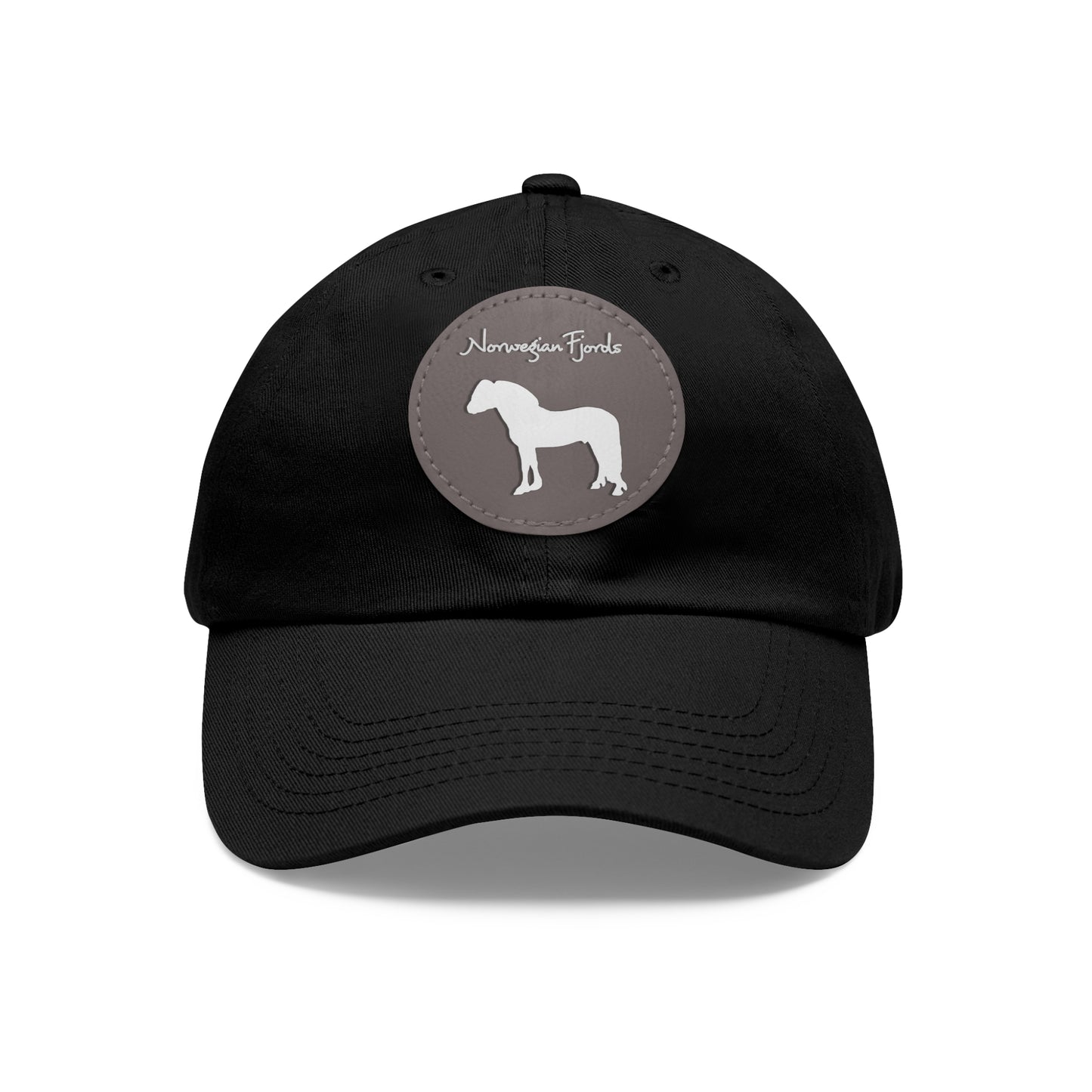 Baseball Cap-Dad Hat with Leather Patch (Round)-Norwegian Fjord Horse