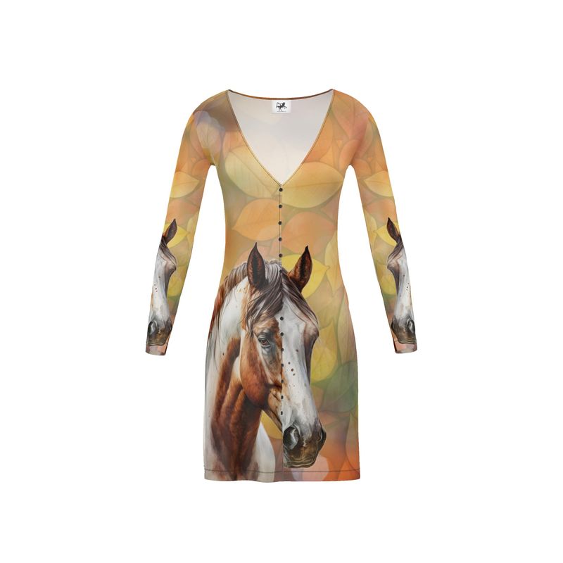 Cardigan-Women's-Dress Button Up-Paint Horse-Gold-Brown