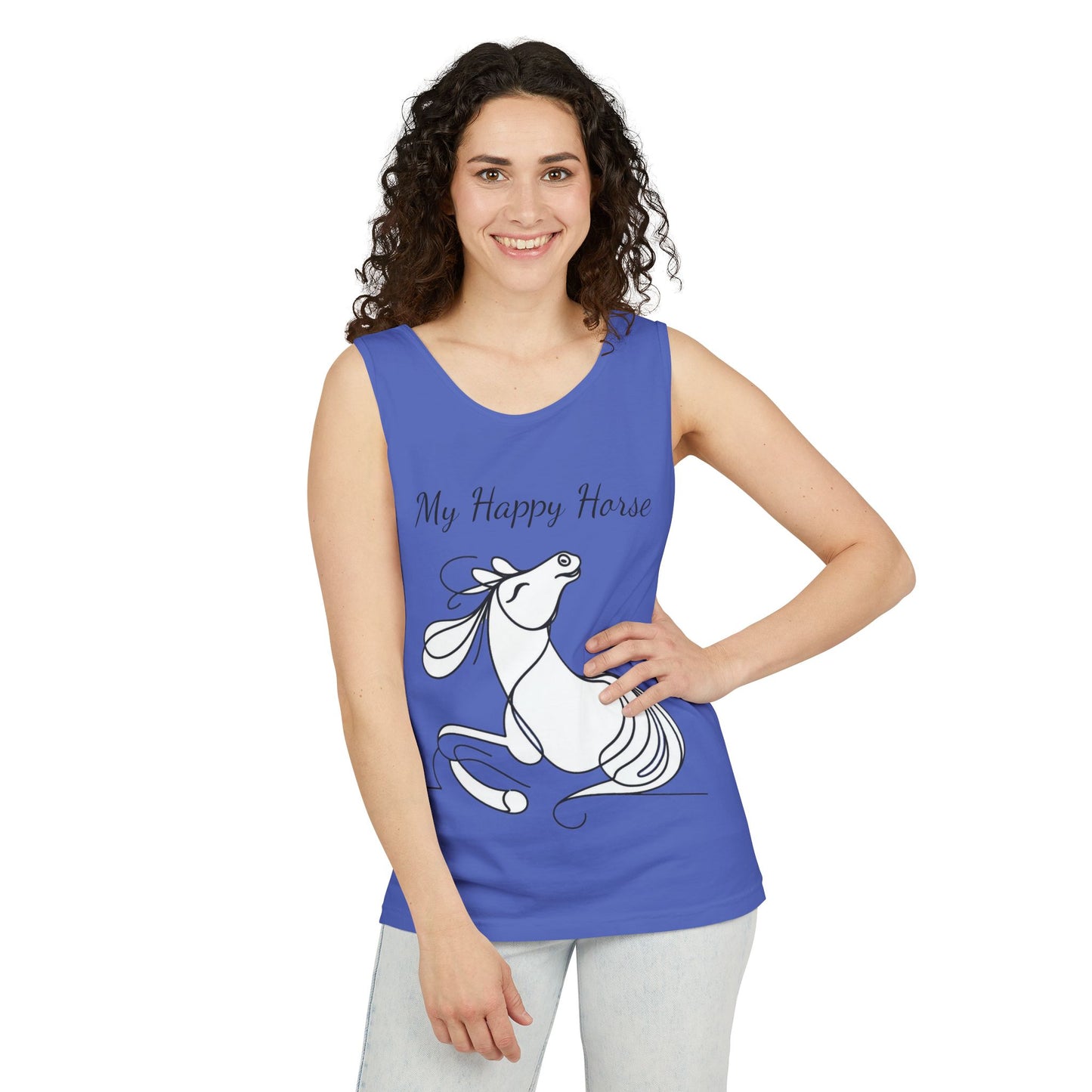 Tank Top-Unisex-Garment-Dyed-Happy Horse