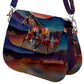 Handbag-Shoulder bag-Saddle-Horse-Colorful-Blue-Burnt Orange-Navy