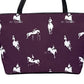 Handbag-Shoulder Bag-Canvas-Tote-Zipper-Large-Plum-Horse-Jumpers-Horse Show Grooming Supplies-