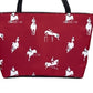 Handbag-Shoulder Bag-Canvas-Tote-Zipper-Large-Scarlet Red-Horse-Jumpers-Horse Show Grooming Supplies-