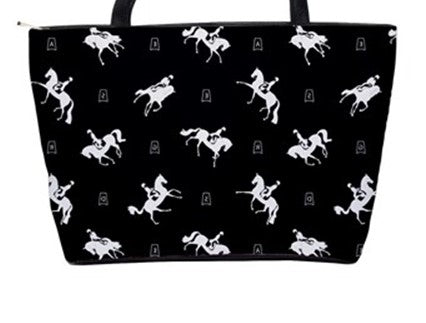 Handbag-Shoulder Bag-Canvas-Tote-Zipper-Large-Black-Horse-Dressage-Horse Show Grooming Supplies-