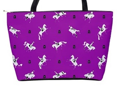 Handbag-Shoulder Bag-Canvas-Tote-Zipper-Large-Magenta-Horse-Dressage-Horse Show Grooming Supplies-