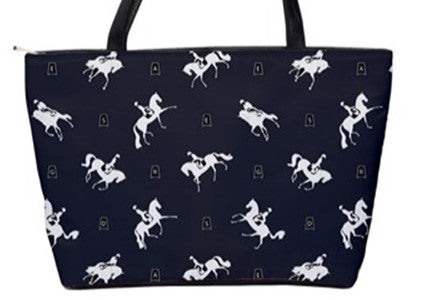 Handbag-Shoulder Bag-Canvas-Tote-Zipper-Large-Blue-Dressage-Horse-Horse Show Grooming Supplies-