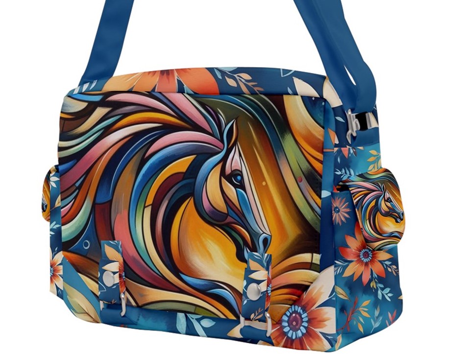 Handbag-Multifunction Bag-Buckle-Horse-Colorful-Blue-Red-Orange