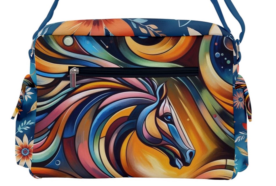 Handbag-Multifunction Bag-Buckle-Horse-Colorful-Blue-Red-Orange