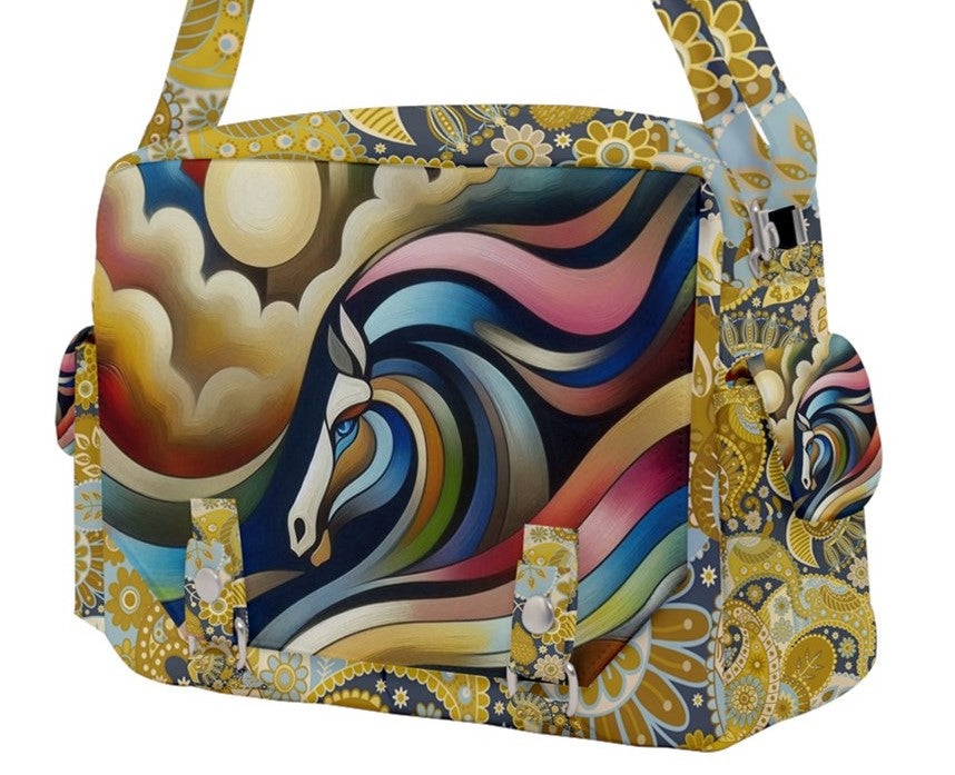 Handbag-Multifunction-Canvas-Buckle-Horse-Colorful-Golds-Blue-Beige-Red