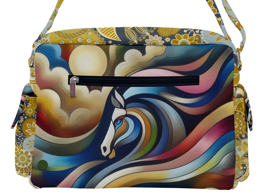 Handbag-Multifunction-Canvas-Buckle-Horse-Colorful-Golds-Blue-Beige-Red