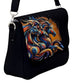 Handbag-Shoulder Bag-Canvas-Back Zipper-Black-Horses-Abstract-Colorful