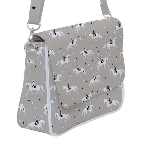 Handbag-Shoulder Bag-Back Zipper-Dove Gray-Horse-English Riding-Hunter Horses