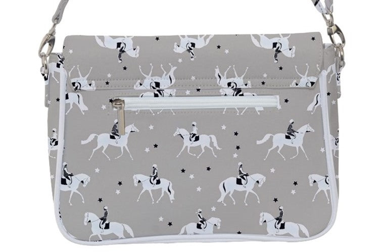 Handbag-Shoulder Bag-Back Zipper-Dove Gray-Horse-English Riding-Hunter Horses