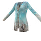 Cardigan-Women's-Pockets-Single Button-Nature-Horse Design-Blue-Brown Ecru