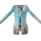 Cardigan-Women's-Pockets-Single Button-Nature-Horse Design-Blue-Brown Ecru