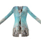 Cardigan-Women's-Pockets-Single Button-Nature-Horse Design-Blue-Brown Ecru