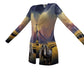 Cardigan-Women's-Pockets-Single Button-Draft Horse Design-Navy Blue-Golds-Browns