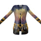 Cardigan-Women's-Pockets-Single Button-Draft Horse Design-Navy Blue-Golds-Browns