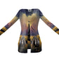 Cardigan-Women's-Pockets-Single Button-Draft Horse Design-Navy Blue-Golds-Browns