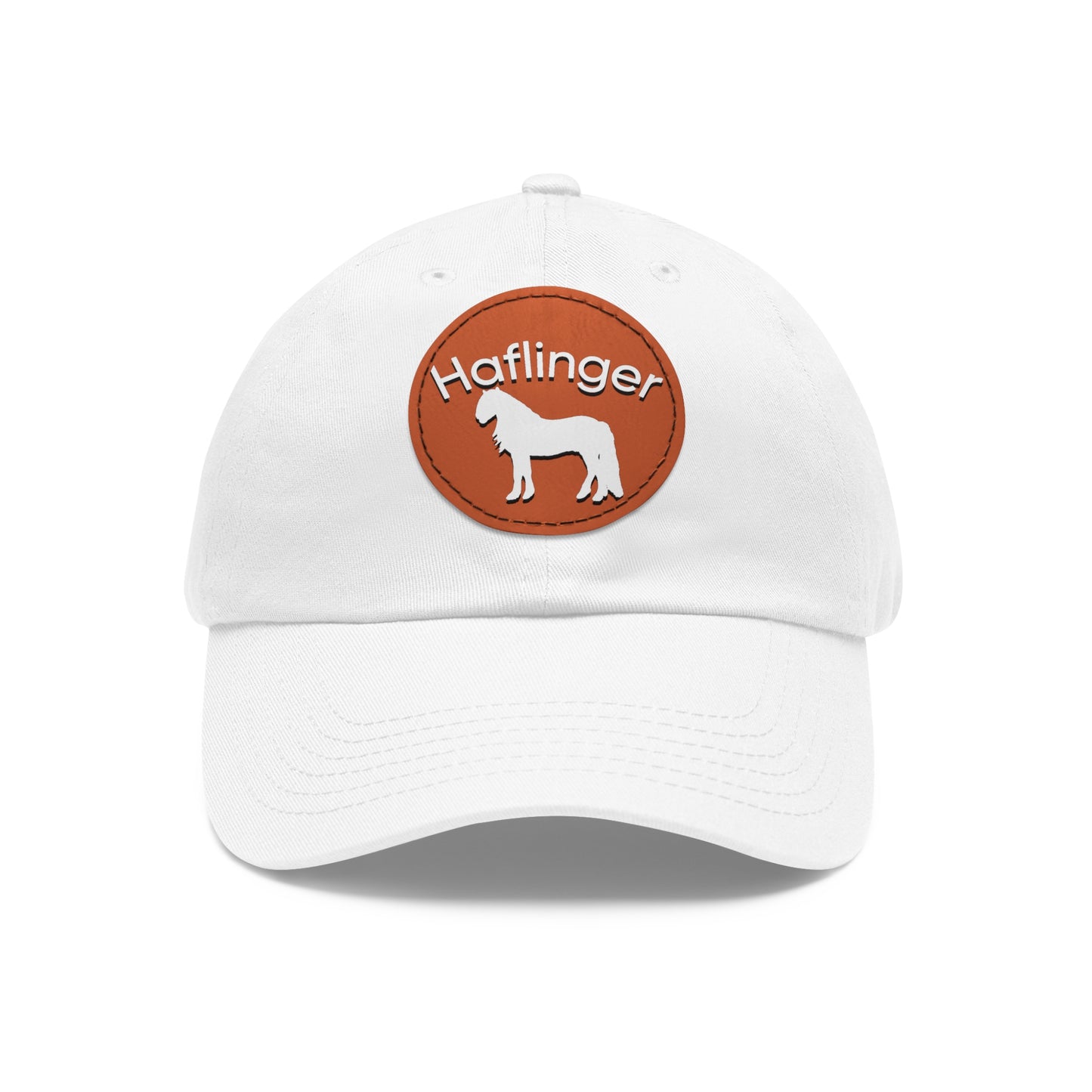 Baseball Cap-Dad Hat with Leather Patch (Round)-Haflinger Draft Pony Horse