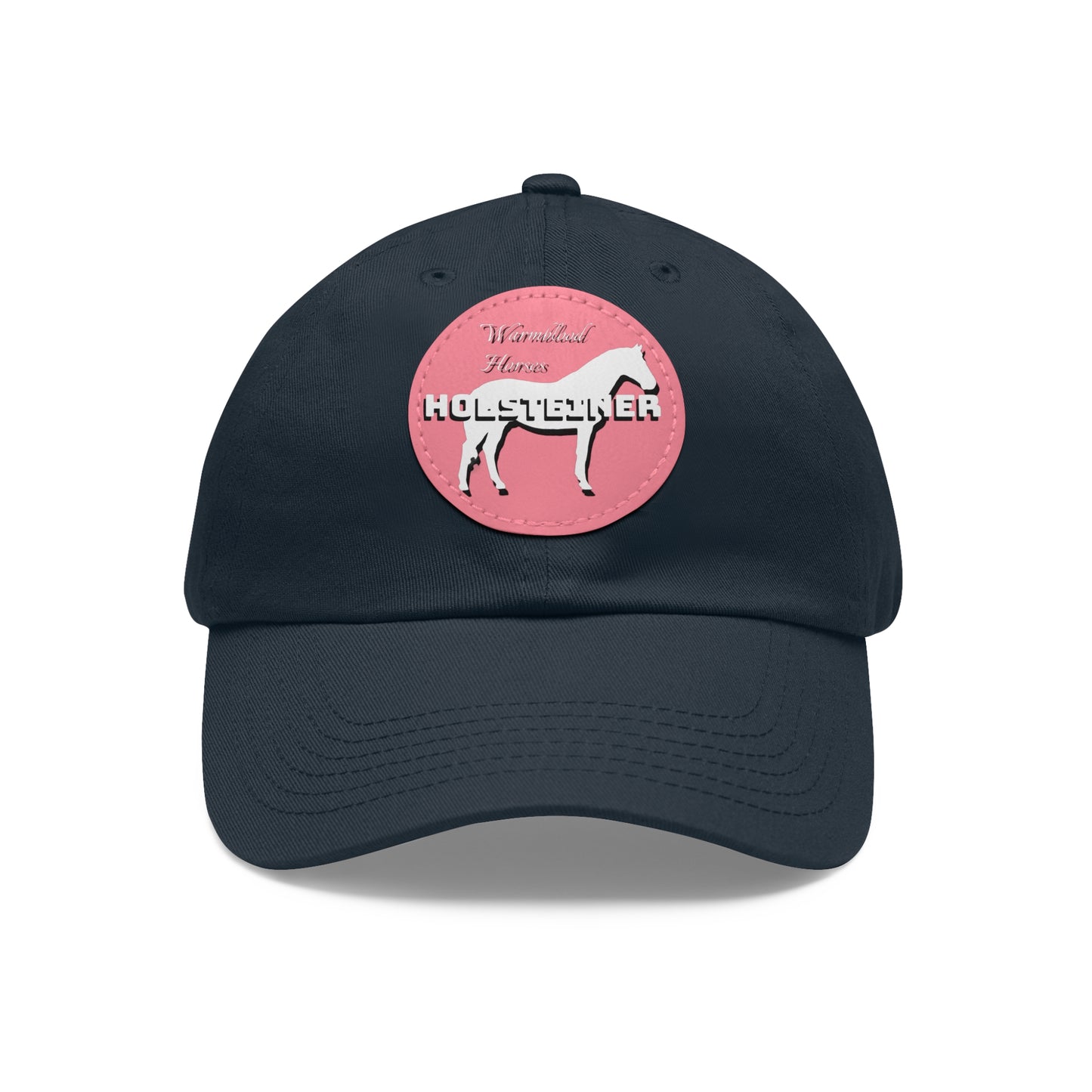 Baseball Cap-Dad Hat with Leather Patch (Round)-Holsteiner Warmblood-Horse