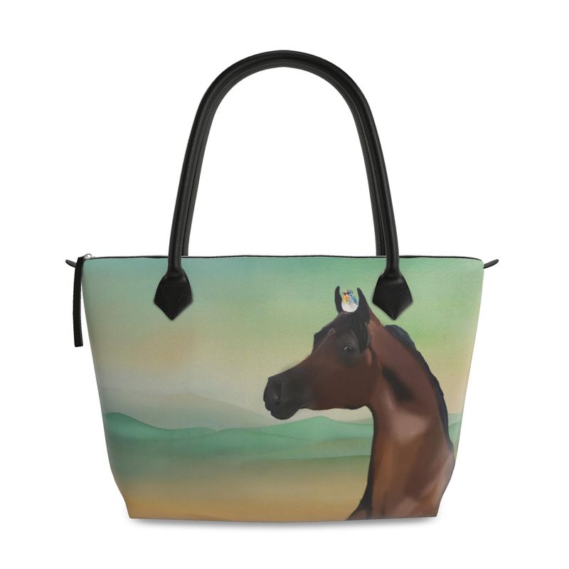 Handbag-Ziptop-Bay Arabian-Green Brown