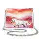 Handbag-Crossbody-Chain Strap-Top Zip-White Horse-Red White=Sunset