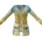 Cardigan-Women's-Pockets-Single Button-Horse-Yellow Blue-Meadow Field