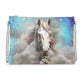 Handbag Crossbody-Chain Strap-Top Zip-Cremello Horse--Blue Cream