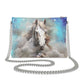 Handbag Crossbody-Chain Strap-Top Zip-Cremello Horse--Blue Cream