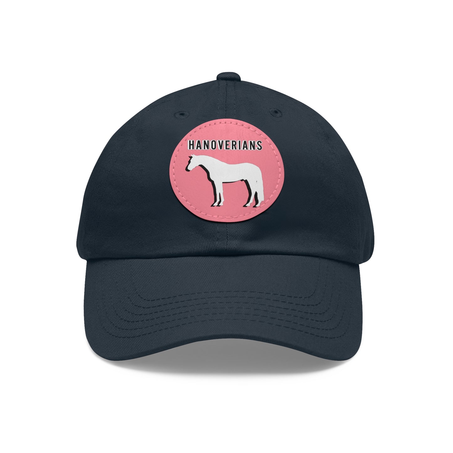 Baseball Cap-Dad Hat with Leather Patch (Round)-Hanoverian Warmblood-Horse