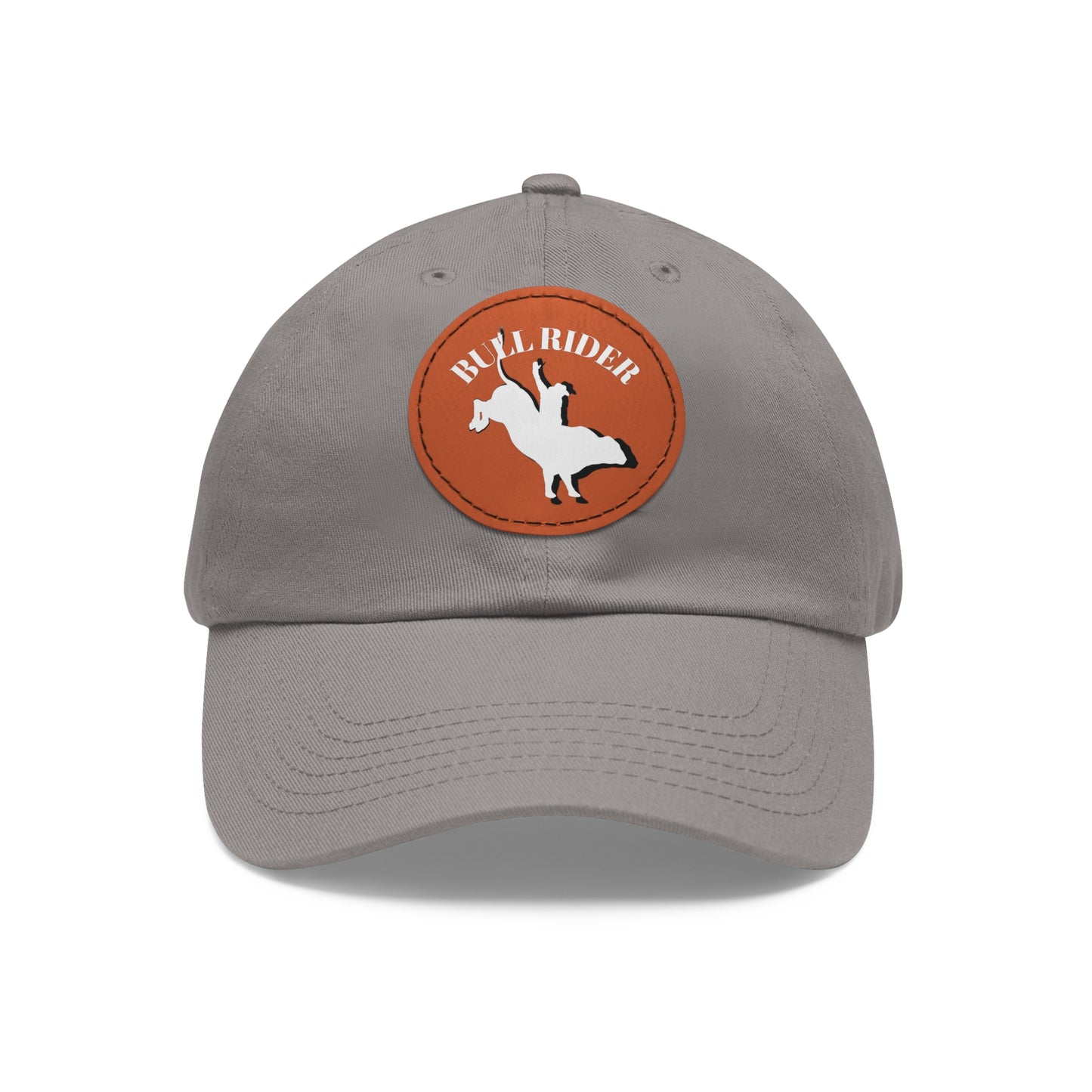 Baseball Cap-Dad Hat with Leather Patch (Round)-Bull Riding-Rodeo-Horse