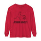 T-Shirt-Women's-Men's-Garment-dyed-Long Sleeve-All Cotton-Horses-Reining Horses-Sliding Stop