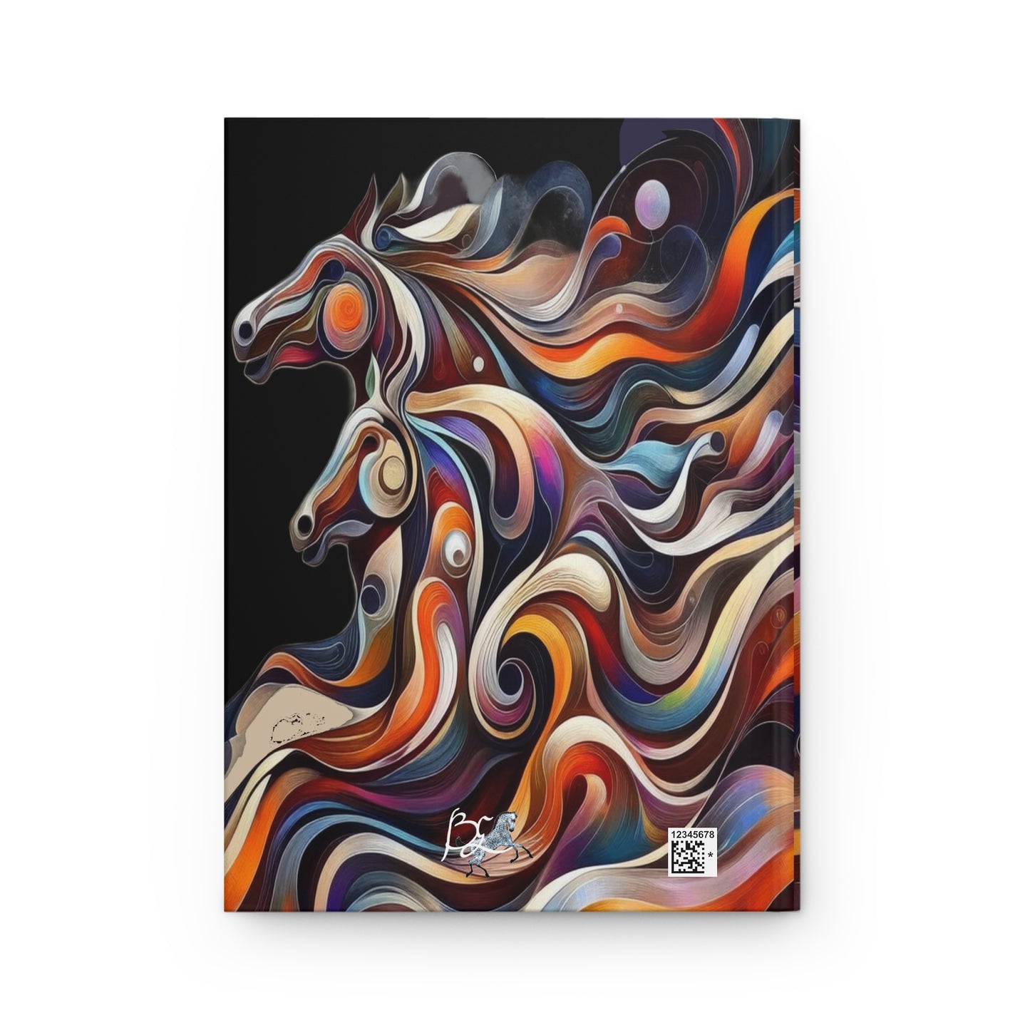 Hardcover Journal Matte-Iconic Oceanic Horses-Multi Color on Black