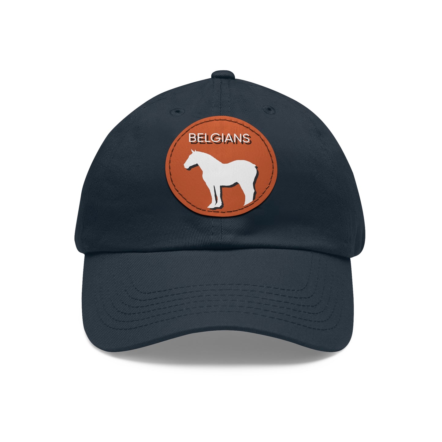 Baseball Cap-Dad Hat with Leather Patch (Round)-Belgian Draft Horse