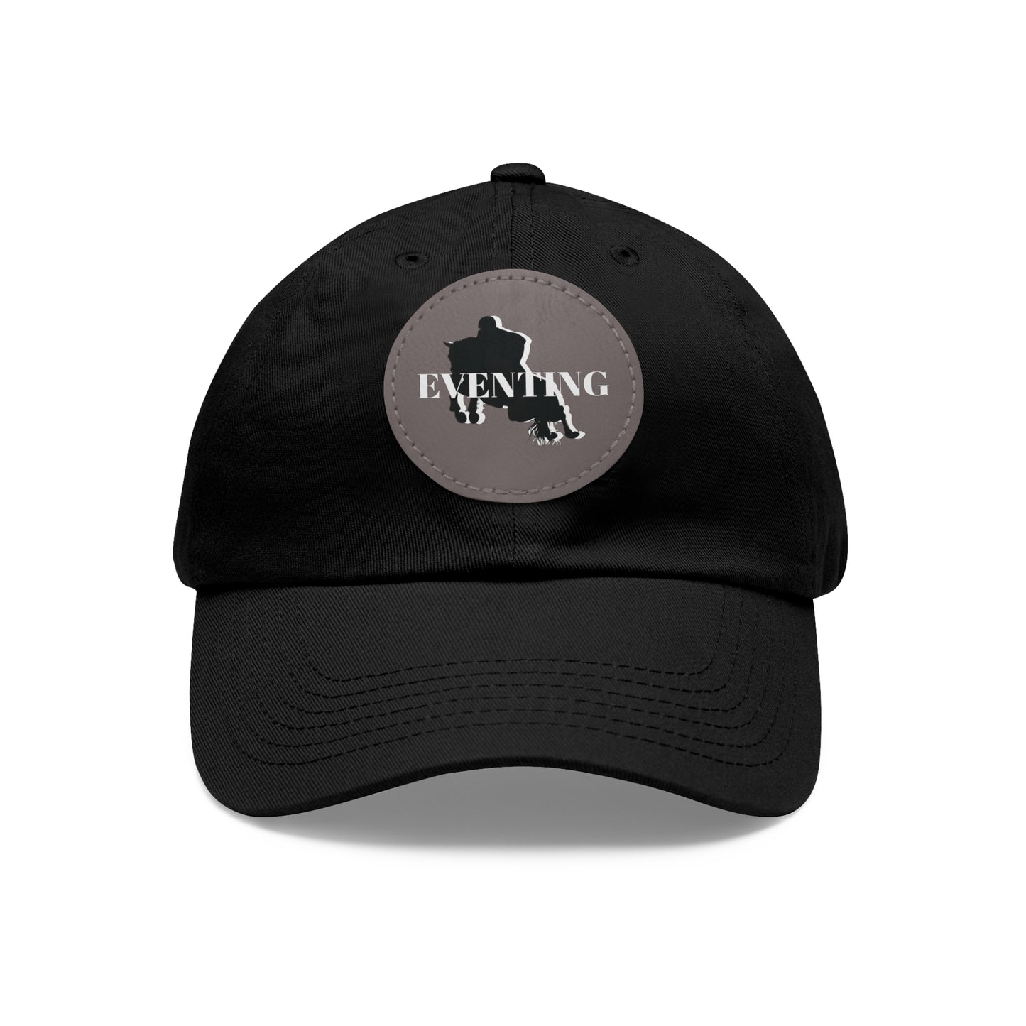 Baseball Cap-Dad Hat with Leather Patch (Round)-Eventing Horse