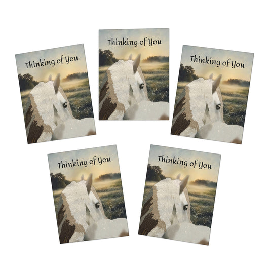 Get Well Cards Horses-(5-Pack)- 5 Same Design-Gray Horse-Meadow