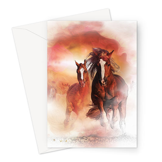 Greeting Card-Note Card-Chestnut Horses-1 Pack-10 Pack