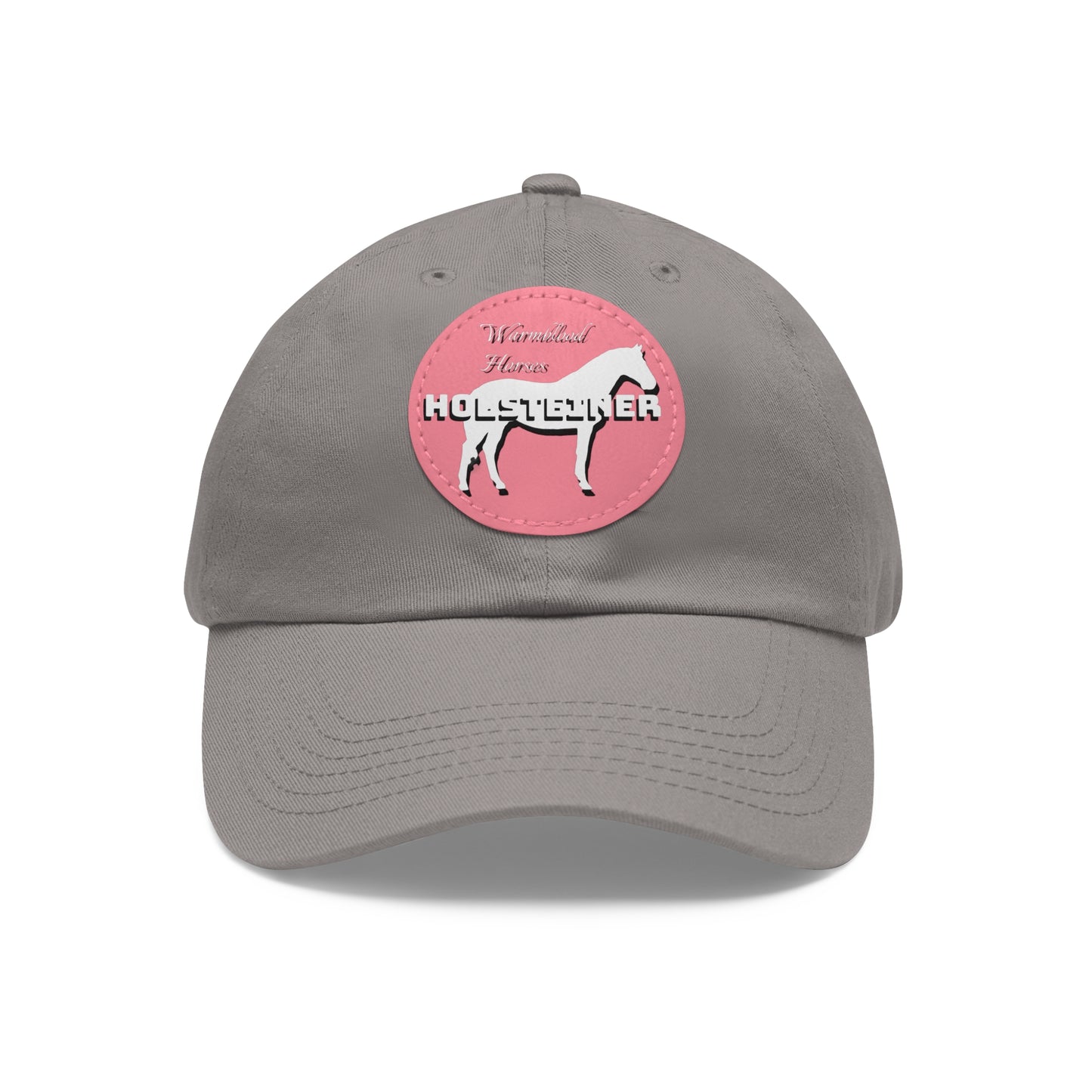 Baseball Cap-Dad Hat with Leather Patch (Round)-Holsteiner Warmblood-Horse