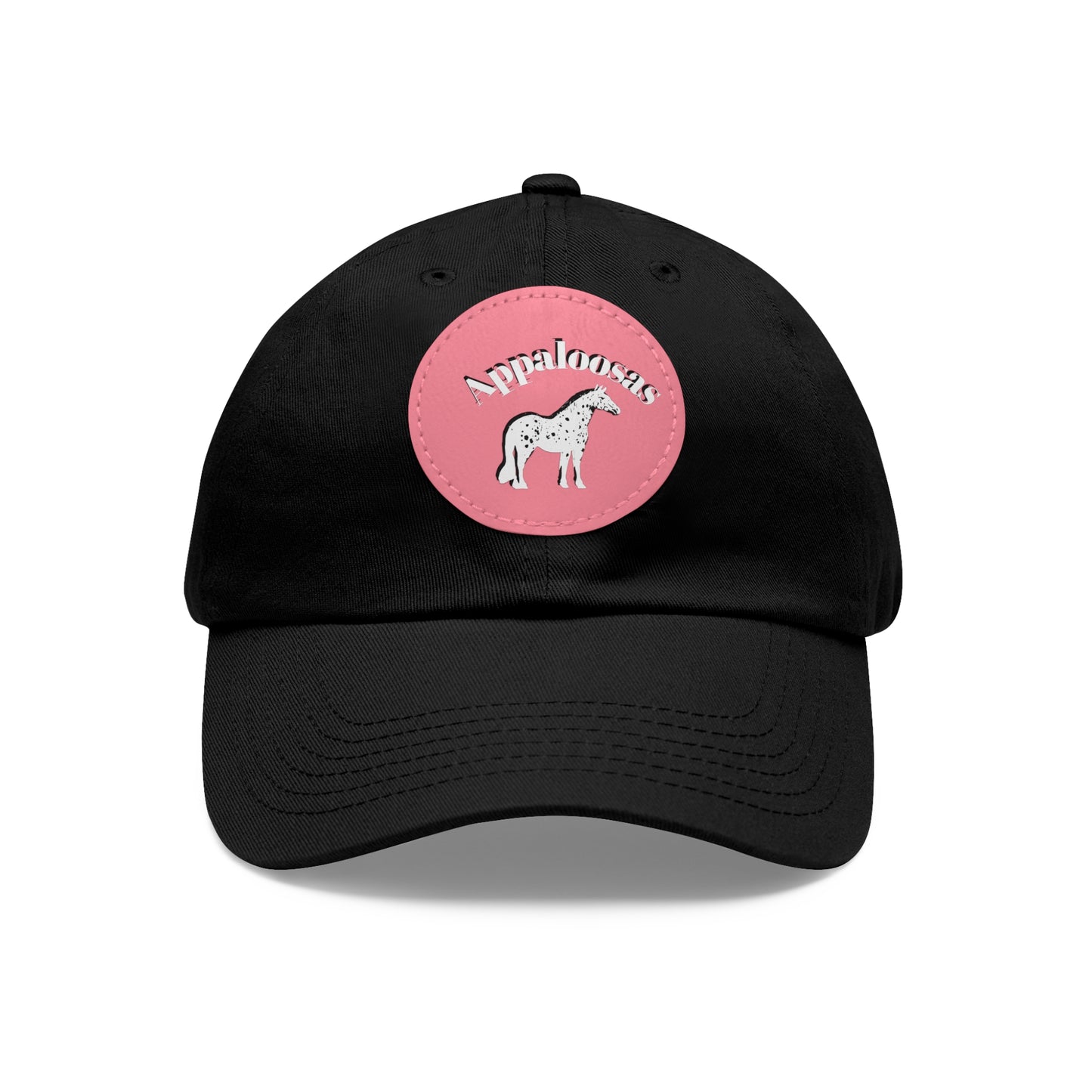 Baseball Cap-Dad Hat with Leather Patch (Round)-Appaloosa Horse