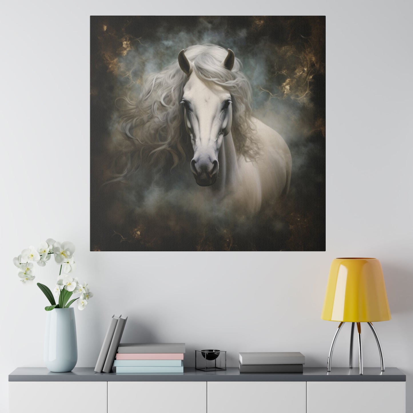 H2000 Matte Canvas, Stretched, 0.75"-Gray Horse White