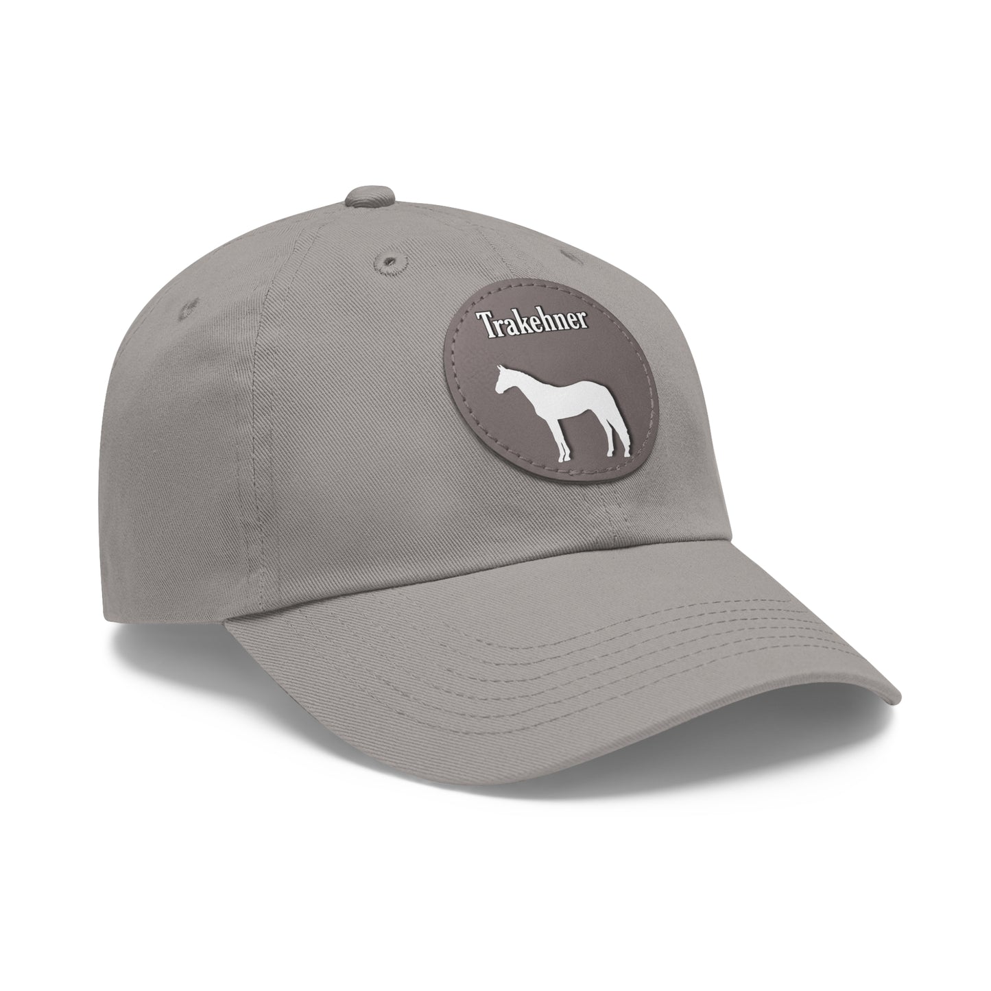 Baseball Cap-Dad Hat with Leather Patch (Round)-Trakehner Warmblood-Horse