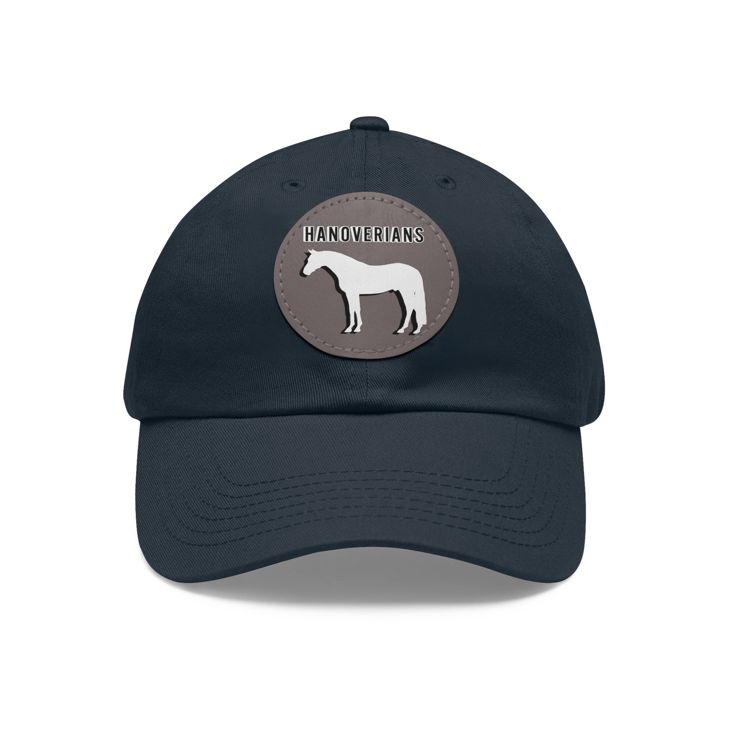 Baseball Cap-Dad Hat with Leather Patch (Round)-Hanoverian Warmblood-Horse