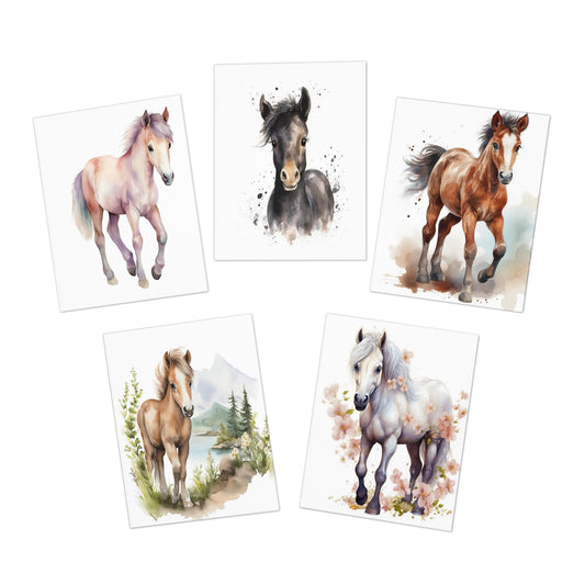 S950 Multi-Design Greeting Cards (5-Pack)-Horses-Foals